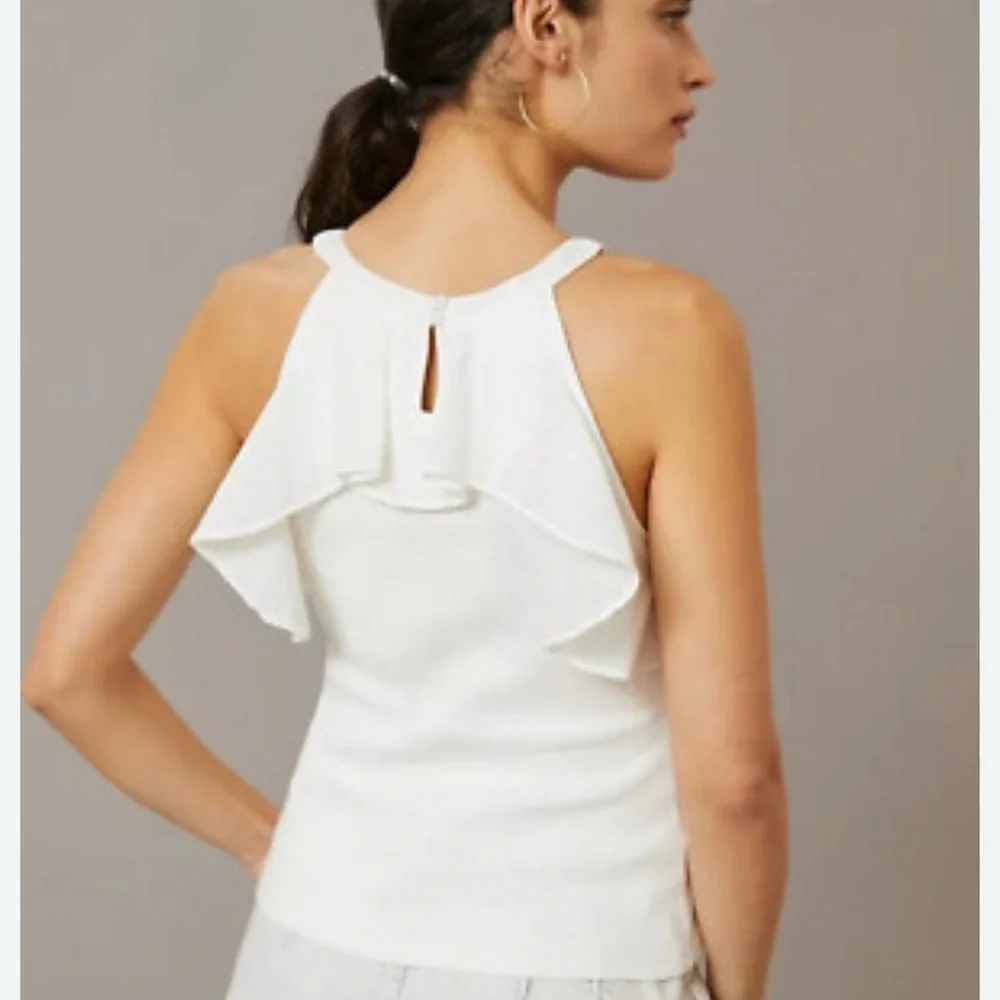 Maeve Cream Ruffle Halter Tank - Picture 3 of 5